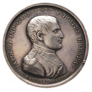 medal wybity z okazji pobytu Napoleona w Dreźnie w 1807...