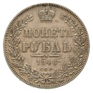 rubel 1846 / П-А, Petersburg, Bitkin 208, ślad po zawie...