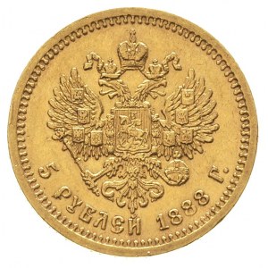 5 rubli 1888, Petersburg, złoto 6.45 g, głowa cara z dł...
