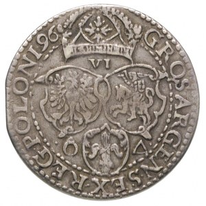 szóstak 1596, Malbork, na awersie i rewersie korony łąc...