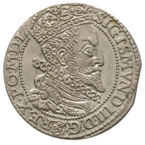 szóstak 1599, Malbork, rzadsza odmiana z dużą gową król...