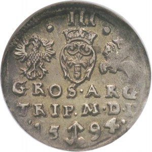 trojak 1594, Wilno, Ivanauskas 1062:210, moneta w pudeł...