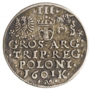 trojak 1601, Kraków, odmiana z głową króla w lewo, ciem...