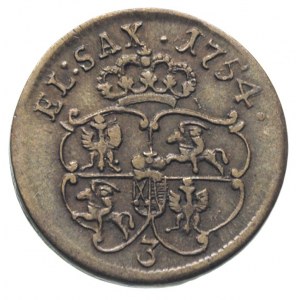 grosz 1754, Gubin, odmiana z cyfrą 3 pod tarczą herbową...