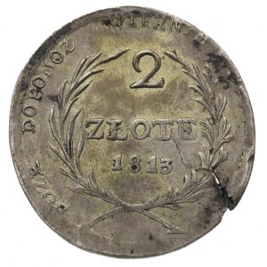 2 złote 1813, Zamość, Plage 125, pęknięty krążek, bardz...
