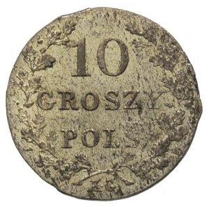 10 groszy 1831, Warszawa, Plage 276, patyna w zielonkaw...