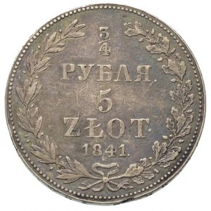 3/4 rubla = 5 złotych 1841, Warszawa, 7 piór w ogonie O...