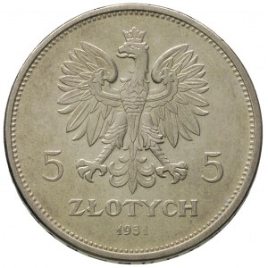 5 złotych 1931, Warszawa, Nike, Parchimowicz 114 d, bar...