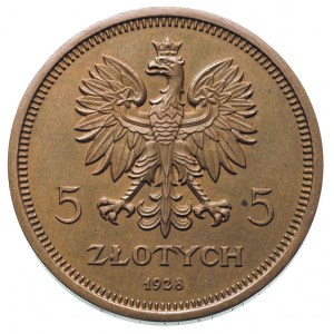 5 złotych 1928, Warszawa, Nike, miedź 16.07 g, Parchimo...