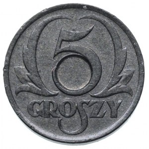 5 groszy 1939, Warszawa, moneta \bez otworu\ z wyraźni...
