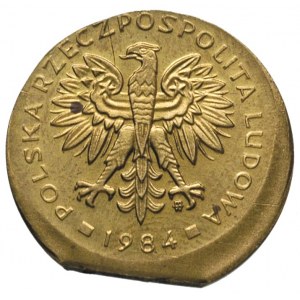 2 złote 1984, Warszawa, moneta niecentrycznie wybita z ...