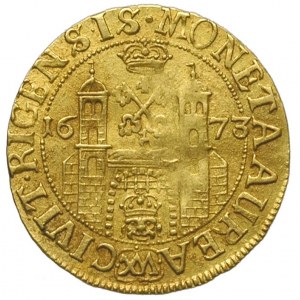 Karol XI 1660-1697, dukat 1673, Ryga, złoto 3.43 g, Ahl...