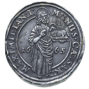 talar 1665, Nysa, Aw: Wielopolowa tarcza herbowa, Rw: Ś...