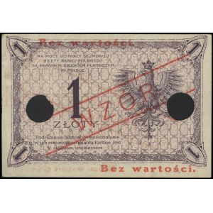1 złoty 1.02.1919, WZÓR z dodatkową numeracją 3894, dwu...