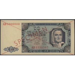 20 złotych, 1.07.1948, seria AD 1234567 - AD 8900000, S...