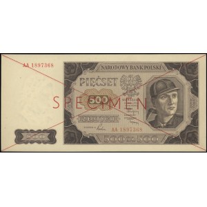 500 złotych 1.07.1948, seria AA 1897368, SPECIMEN, Miłc...