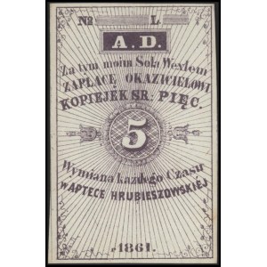 Hrubieszów, 5 i 15 kopiejek 1861 wydane przez aptekę w ...