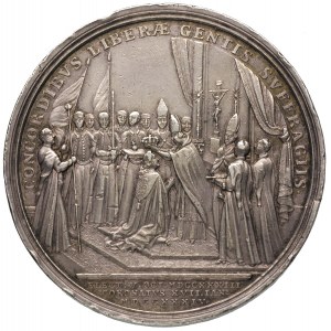 medal koronacyjny autorstwa H.P.Groskurta 1734 r., Aw: ...