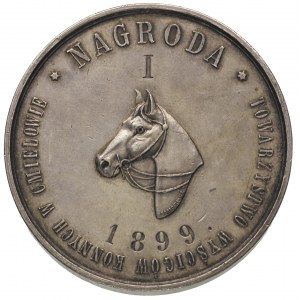 medal nagrodowy 1899 r., Aw: Łeb konia w lewo i napisy ...