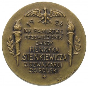medal autorstwa K. Żmigrodzkiego - sprowadzenie zwłok S...