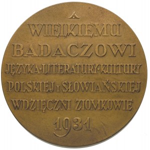 Aleksander Brückner- medal autorstwa Piotra Wojtowicza ...