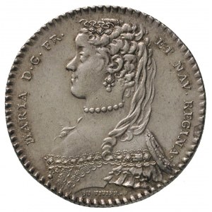 Maria Leszczyńska-królowa Francji, żeton 1733, Aw: Popi...
