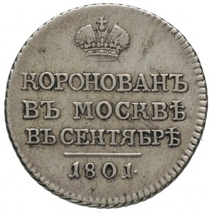 Aleksander I -żeton koronacyjny, 1801 r., Aw: Monogram,...