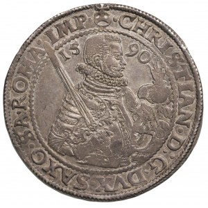 Krystian I 1586-1591, talar 1590, Aw: Połpostać w polu ...