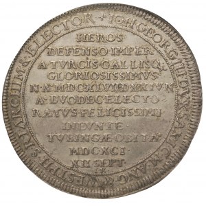 Jan Jerzy IV 1691-1694, talar 1691, Lipsk, Aw: Napisy w...