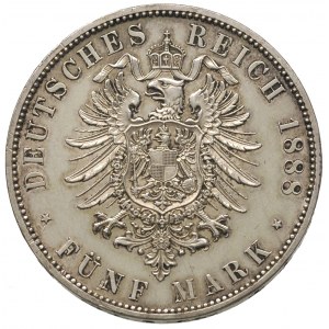Prusy, Fryderyk III 1888, 5 marek 1888/A, Berlin, J. 99...