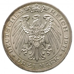 Prusy Wilhelm II 1888-1918, 3 marki 1911/A, Berlin, 100...