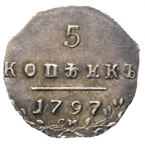 5 kopiejek 1797, Petersburg, Bitkin 28, wyśmienity stan...