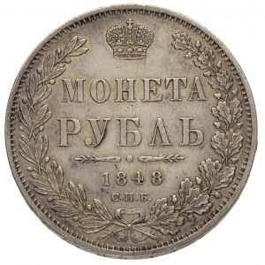 rubel 1848, Petersburg, Bitkin 218, drobna wada rantu, ...