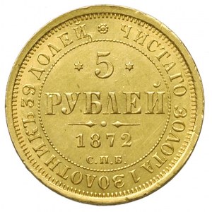 5 rubli 1872, Petersburg, złoto 6.57 g, Bitkin 20, Fr. ...