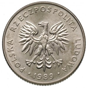 20 złotych 1989, Warszawa, na rewersie wypukły napis PR...