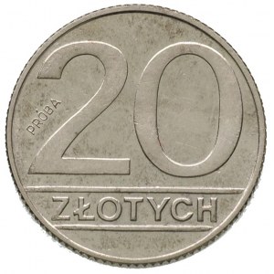 20 złotych 1989, Warszawa, na rewersie wypukły napis PR...