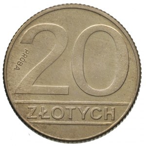 20 złotych 1989, Warszawa, na rewersie wypukły napis PR...