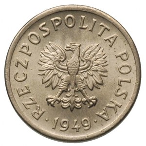 10 groszy 1949, Warszawa, na rewersie wklęsły napis PRÓ...