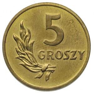 5 groszy 1949, Warszawa, na rewersie wklęsły napis PRÓB...