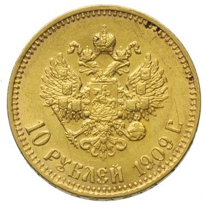 10 rubli 1909, Petersburg, złoto 8.60 g, Bitkin 14 Kaza...