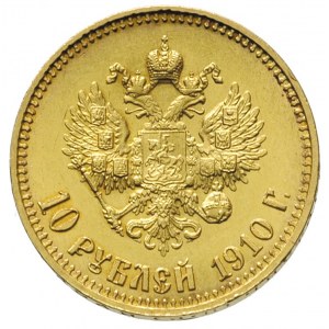 10 rubli 1910, Petersburg, złoto 8.59 g, Bitkin 15 R, K...
