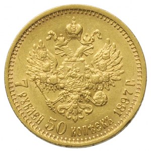 7 1/2 rubla 1897, Petersburg, złoto 6.43 g, Bitkin 17, ...