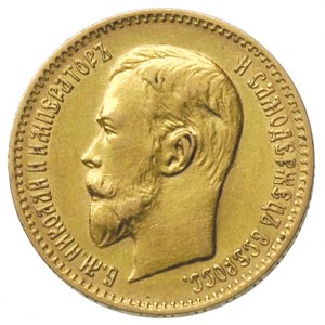 5 rubli 1910, Petersburg, złoto 4.28 g, Bitkin 36 R, Ka...