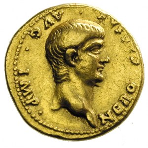 Neron 54-68, aureus 57-58, Rzym, Aw: Głowa cesarza w pr...