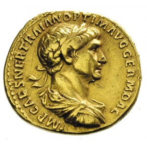 Trajan 98-117, aureus 114-117, Rzym, Aw: Popiersie cesa...