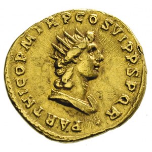 Trajan 98-117, aureus 114-117, Rzym, Aw: Popiersie cesa...