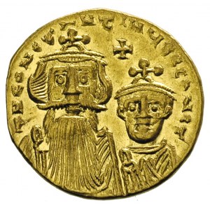 Konstans II 641-668, solidus, oficyna e, Aw: Popiersia ...