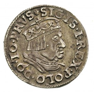 trojak 1537, Gdańsk, na awersie końcówka napisu PRVS, I...