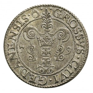 grosz 1579, Gdańsk, ładny, patyna