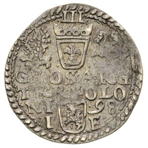 trojak 1598, Olkusz, dwie róże pod popiersiem, Iger O.9...